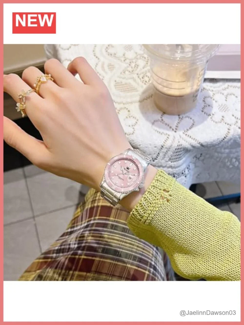 Women's Stainless Steel Quartz Wrist Watch with Date Window, 35mm, Water